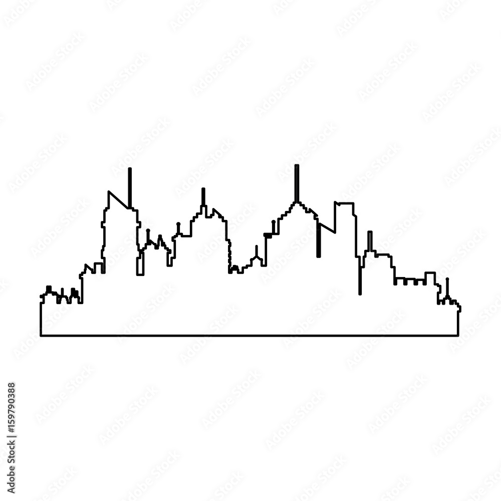 Fototapeta premium silhouette skyline city urban town buildings vector illustration