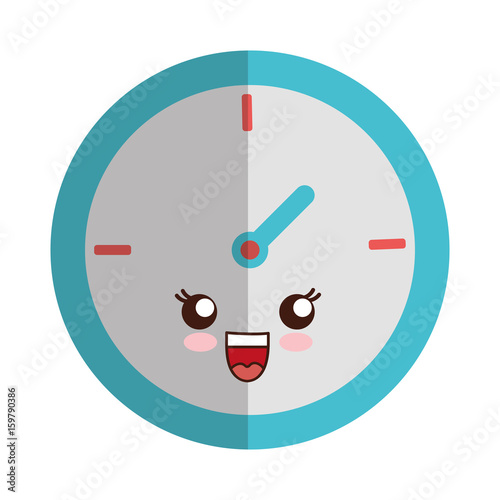 kawaii clock icon over white background colorful design vector illustration