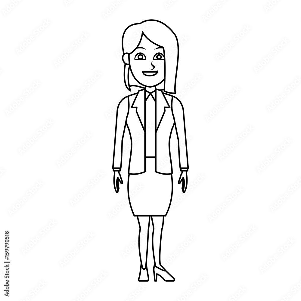 silhouette woman standing character image vector illustration