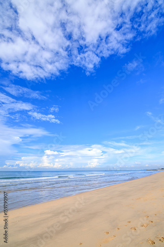 Fototapeta Naklejka Na Ścianę i Meble -  White sand and the blue sky. Rayong beach,Thailand.