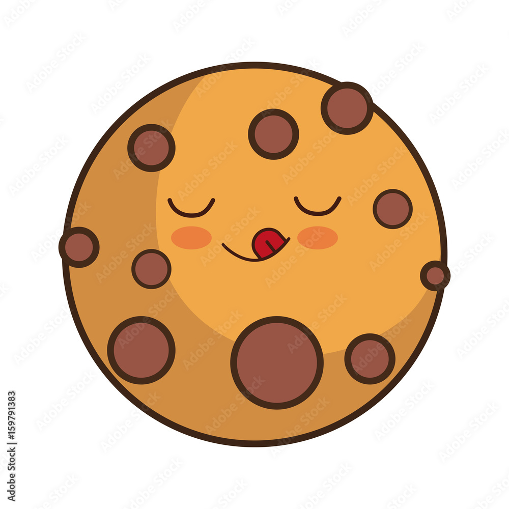 kawaii chocolate cookie icon over white background colorful design vector illustration kawaii chocolate cookie icon over white background colorful design vector illustration