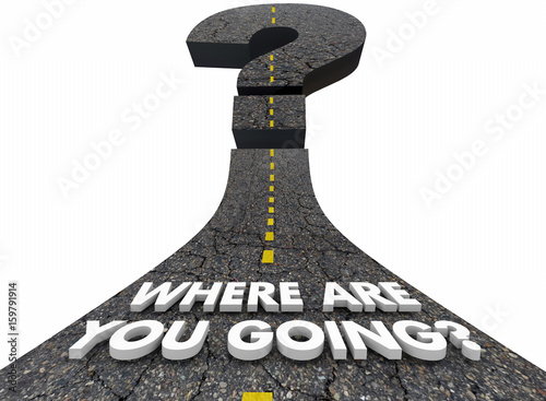 Fototapet Where Are You Going Question Mark Road Destination Direction 3d Illustration