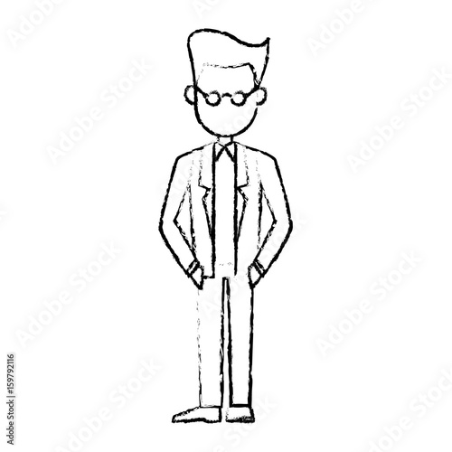 business man cartoon character male professional standing vector illustration