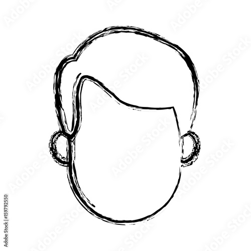 man cartoon hair faceless portrait sketch vector illustration