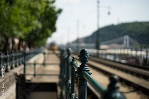 Old metall fence near Chain bridge in Budapest