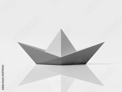 White paper ship. 3d rendering