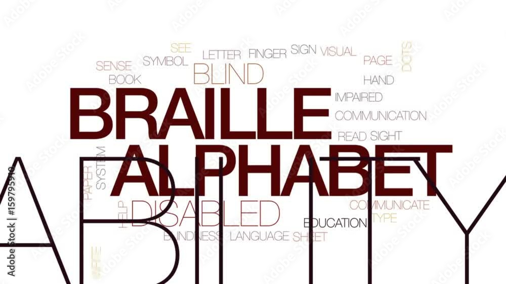 Braille alphabet animated word cloud, text design animation. Kinetic ...