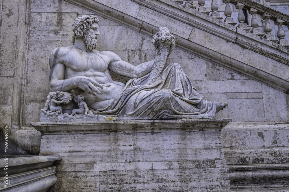 Roman God Tiber, Fountain of Rome Triumphant, Roman Capital Square, Rome, Italy