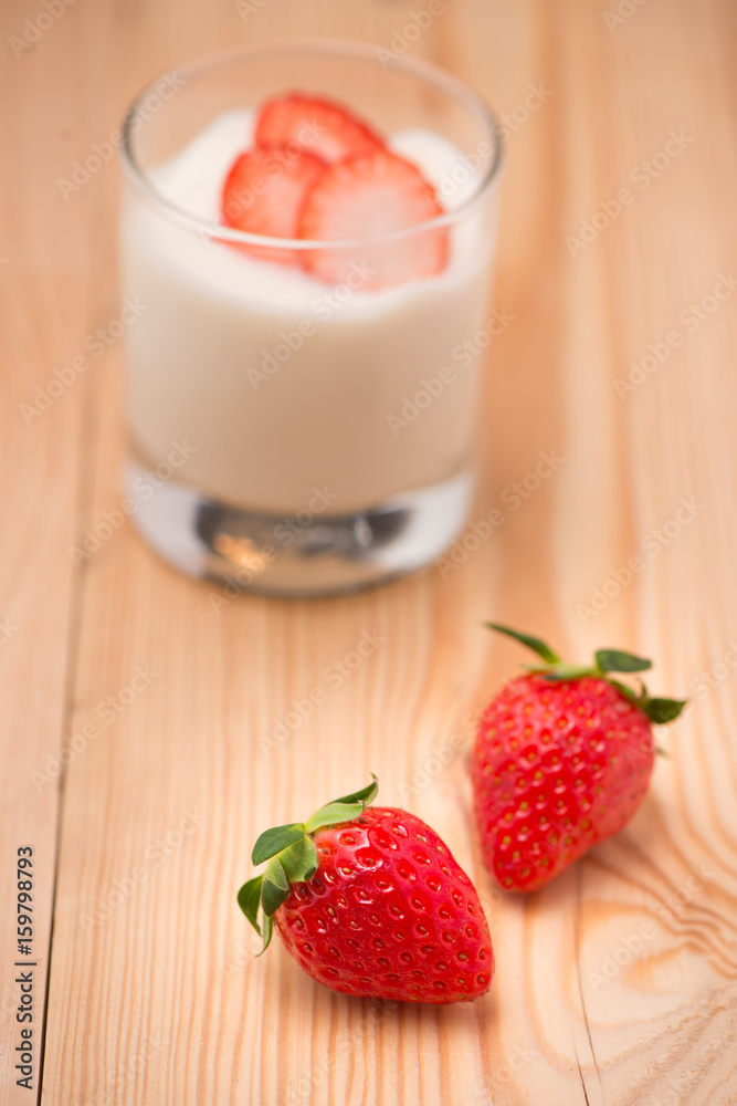 Strawberry Yoghurt. Healthy food with Strawberries and yoghurt breakfast on table. Strawberry Yoghurt. Healthy food with Strawberries and yoghurt breakfast on table.