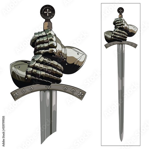 Wallpaper Mural Armour gloves of the knight and the sword of the Crusader