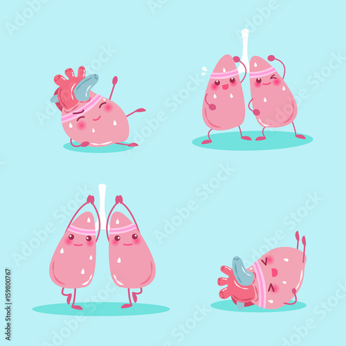 cartoon lung and heart