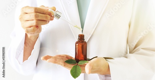 Plant medicinal reseaech and development, Green herbal medicine discovery at science lab.