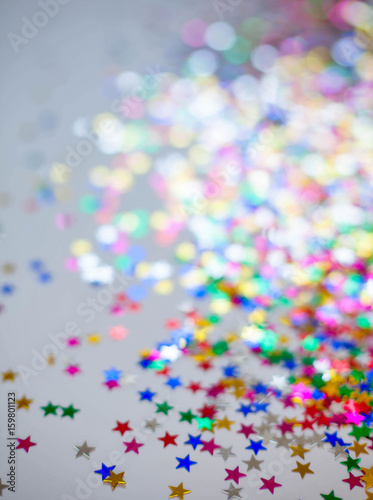 Background Glitter bokeh. Star confetti. © kostikovanata