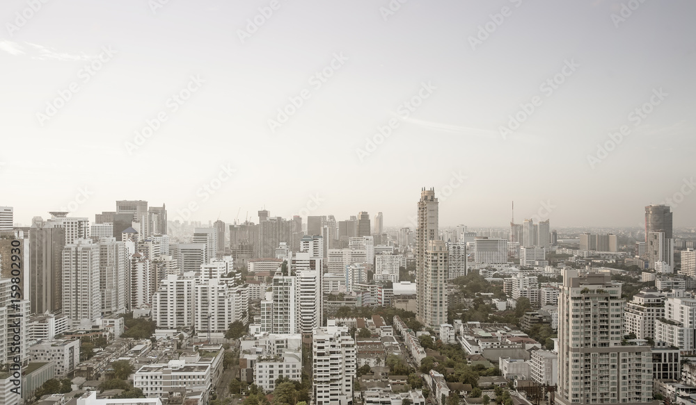 Bird eye view of Bangkok city scape, Thailand Economic city