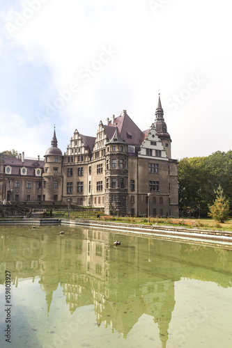 17th century Moszna Castle , pool, Upper Silesia, Poland