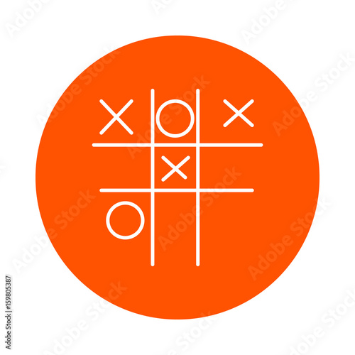 Children's game - Tic-tac-toe, vector monochrome round line icon for your website or booklet, flat style.
