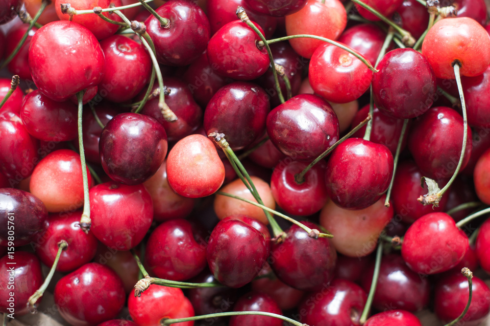 Fresh cherry red natural texture macro texture. Fresh cherry red natural texture macro texture.