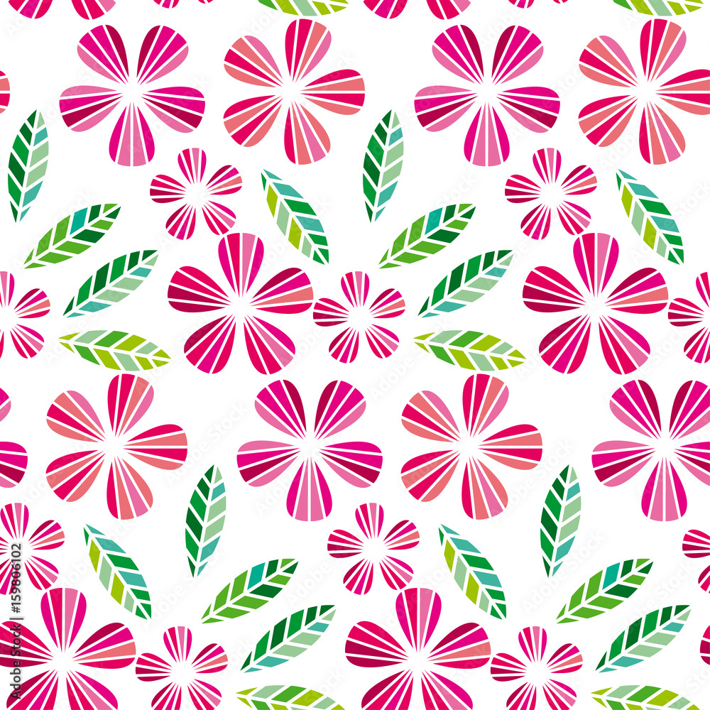 decorative leave and flower design element. geometry floral tropical seamless pattern for surface design.