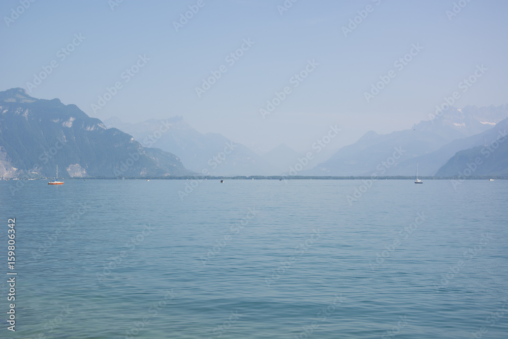 A view of Lake Geneva (or Lac Léman) in the summertime