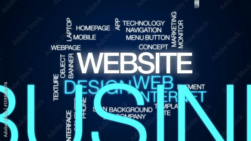 Website animated word cloud, text design animation.