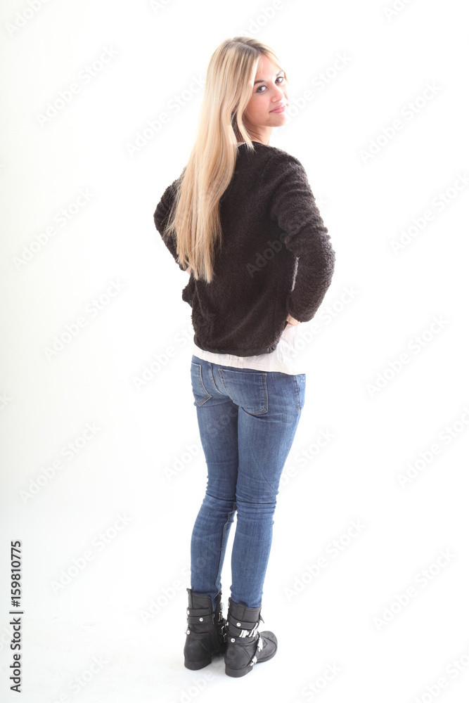 Beautiful young woman, with long blond hair and blue eyes. Young pretty woman, with casual dress Beautiful young woman, with long blond hair and blue eyes. Young pretty woman, with casual dress