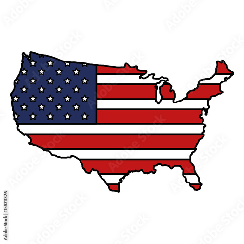 united states of asmerica map with flag vector illustration design