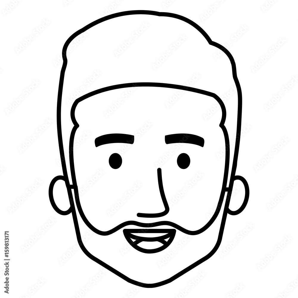 young man head avatar character vector illustration design