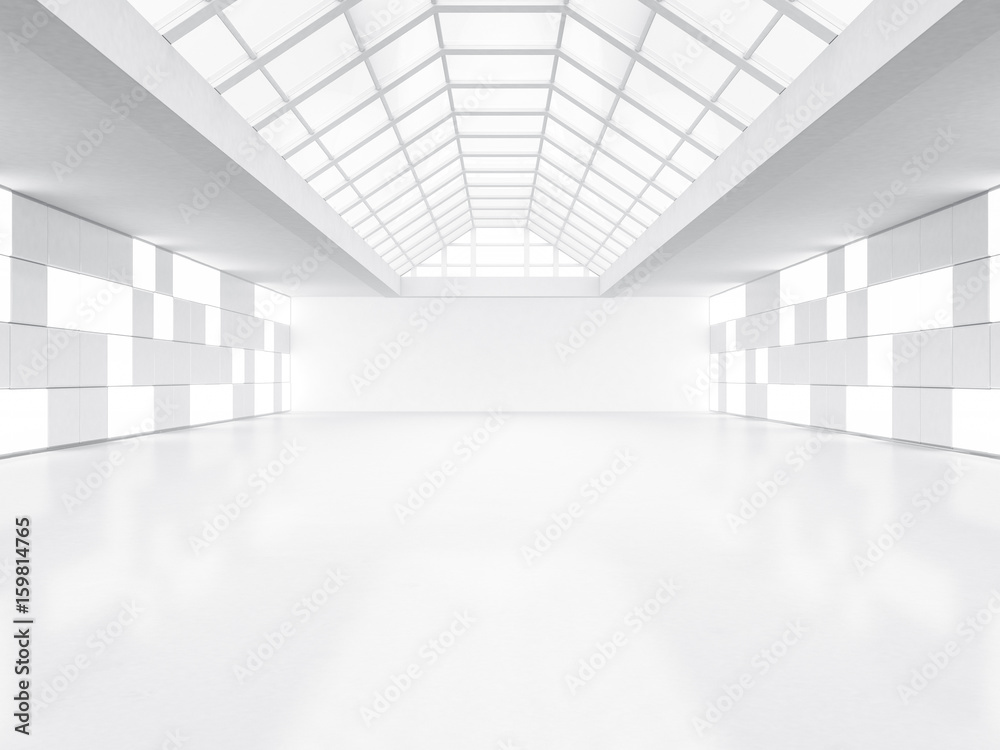 Obraz premium Abstract modern architecture background, empty white open space interior. 3D rendering