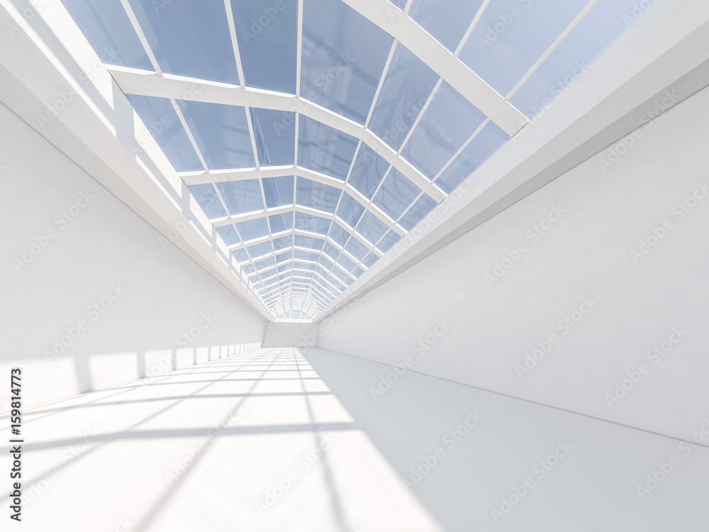 Fototapeta premium Abstract modern architecture background, empty white open space interior. 3D rendering
