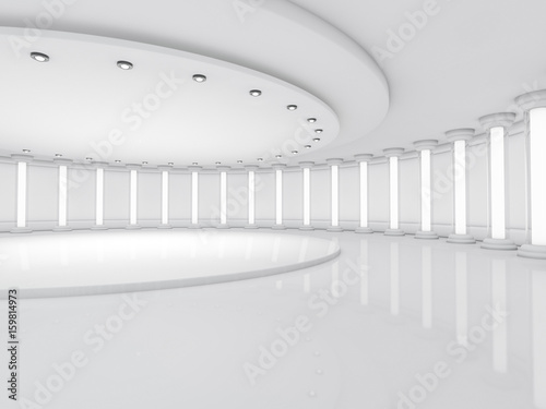 Simple empty room interior with lamps. 3D rendering