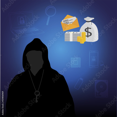 Business data has been encrypted. vector illustration.
