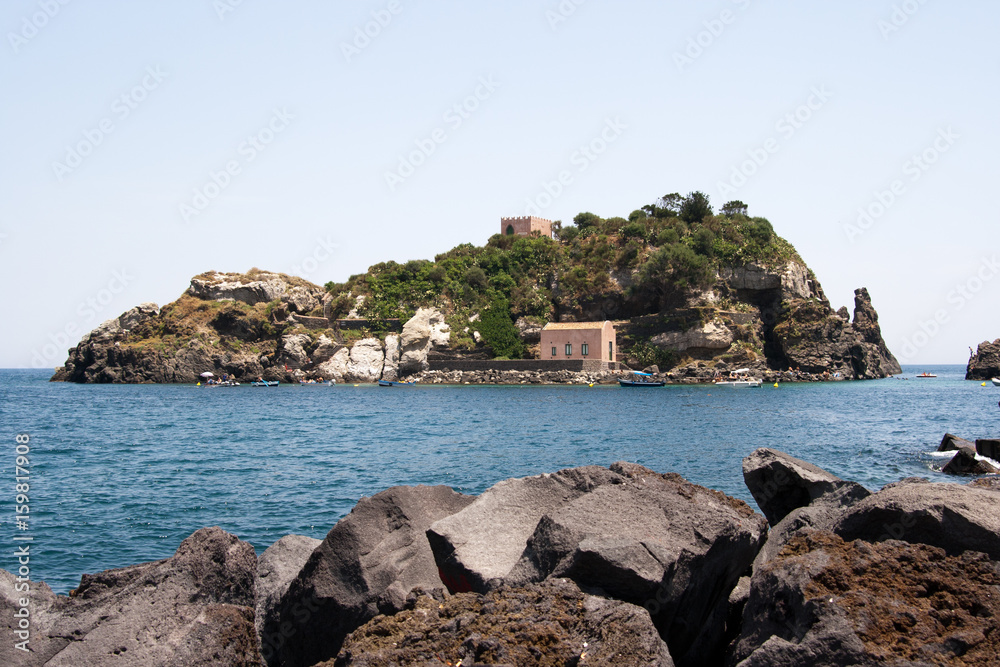 Fototapeta premium Italy Sicily Acitrezza. The Harbor Lachea Island