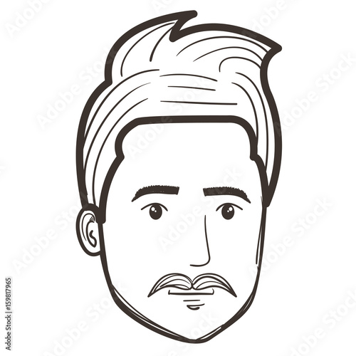 young man head avatar character vector illustration design