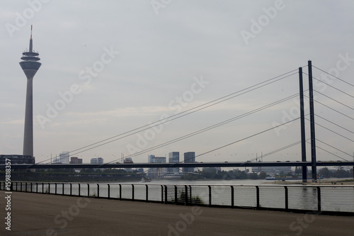 duesseldorf city skyline with harbour, ghery buildings photo