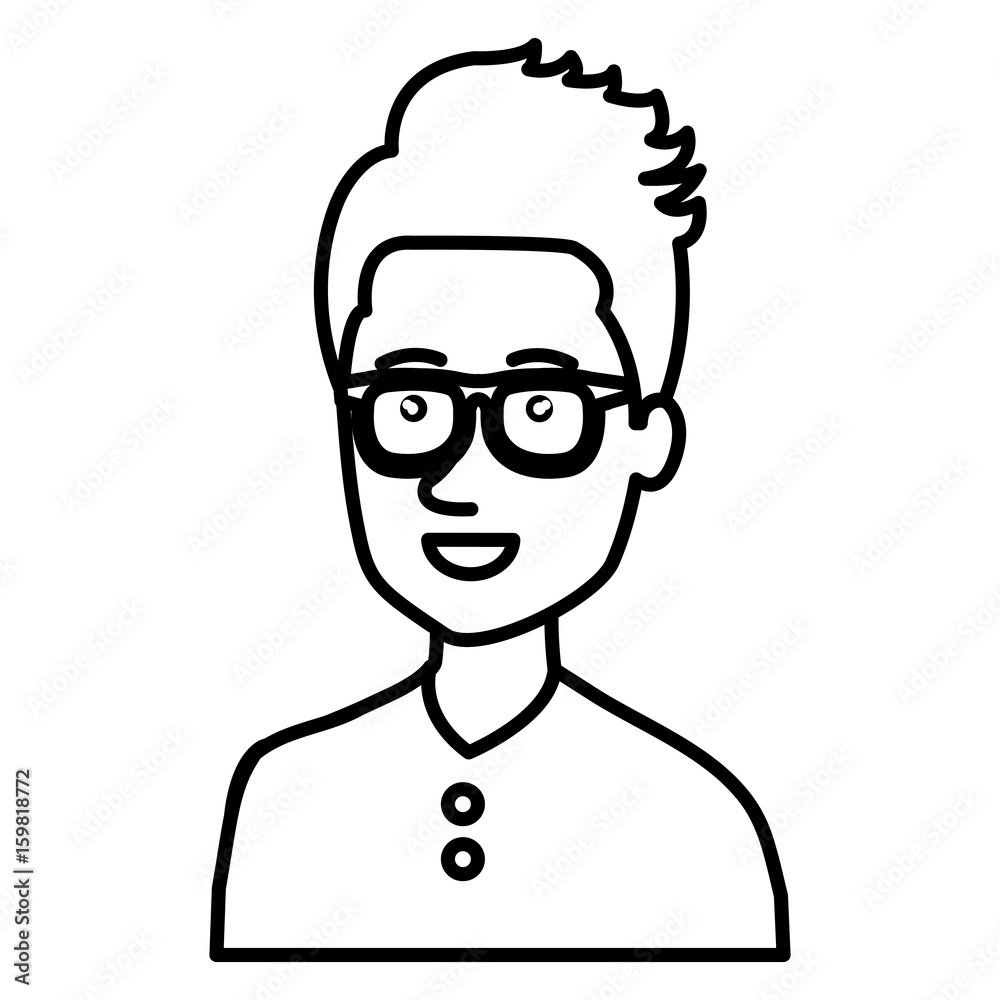 young man avatar character vector illustration design