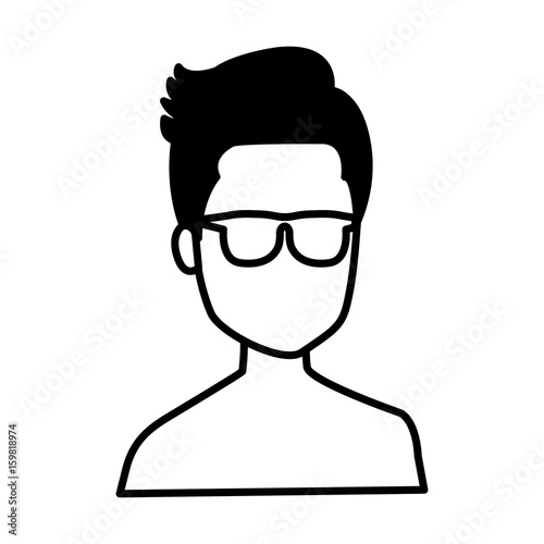young man shirtless avatar character vector illustration design