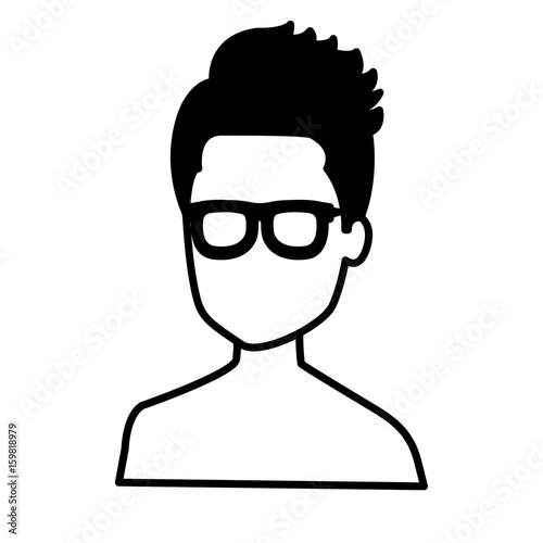 young man shirtless avatar character vector illustration design