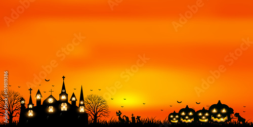 ハロウィン　かぼちゃ　空　背景