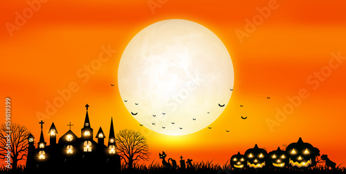 ハロウィン　かぼちゃ　空　背景