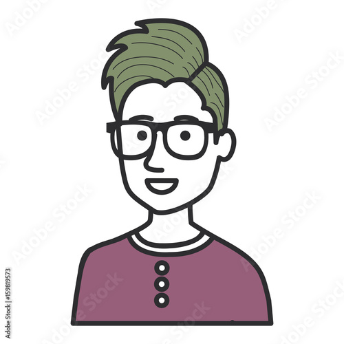 young man avatar character vector illustration design
