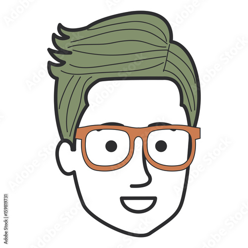 young man head avatar character vector illustration design
