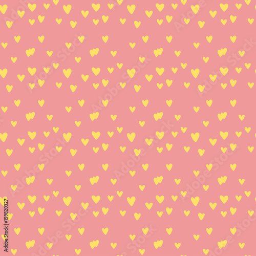Simple red heart sharp vector seamless pattern and pink color card beautiful ...