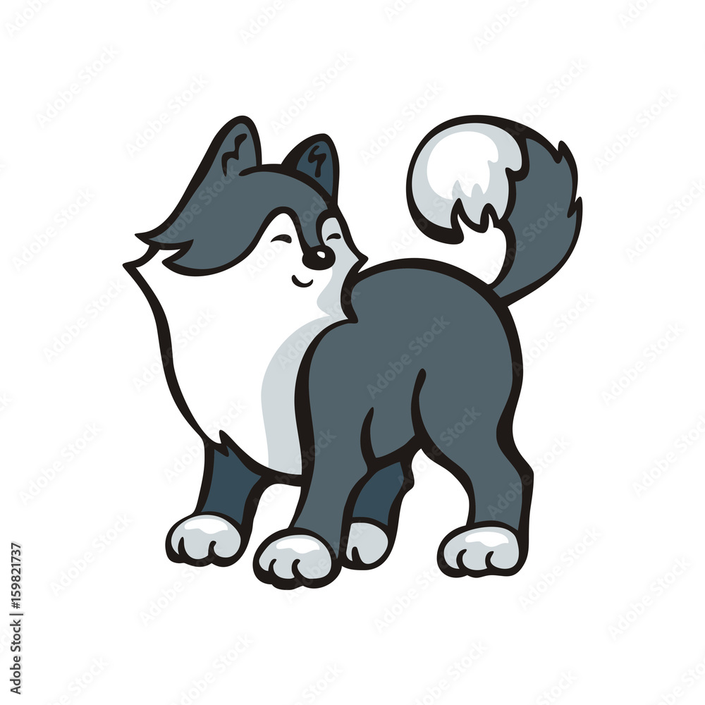 Fototapeta premium Funny husky dog. Vector illustration in cartoon style.