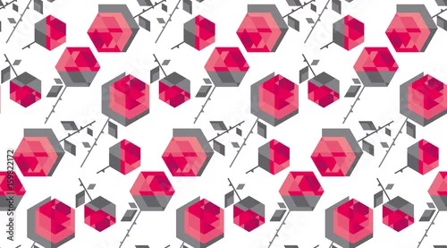 Tapety Pojęcie sześciokąta róży kwiatu wektorowy bezszwowy wzór. Geometria kwiatowy ilustracji wektorowych dla projektowania powierzchni, tła, tkaniny, plakat, papier pakowy