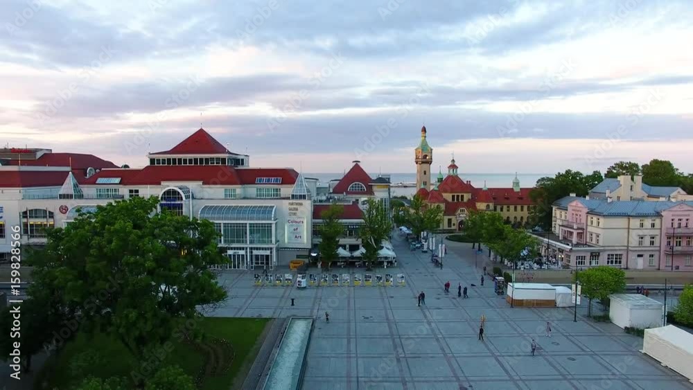 Bird-eye view of Sopot town in evening Bird-eye view of Sopot town in evening