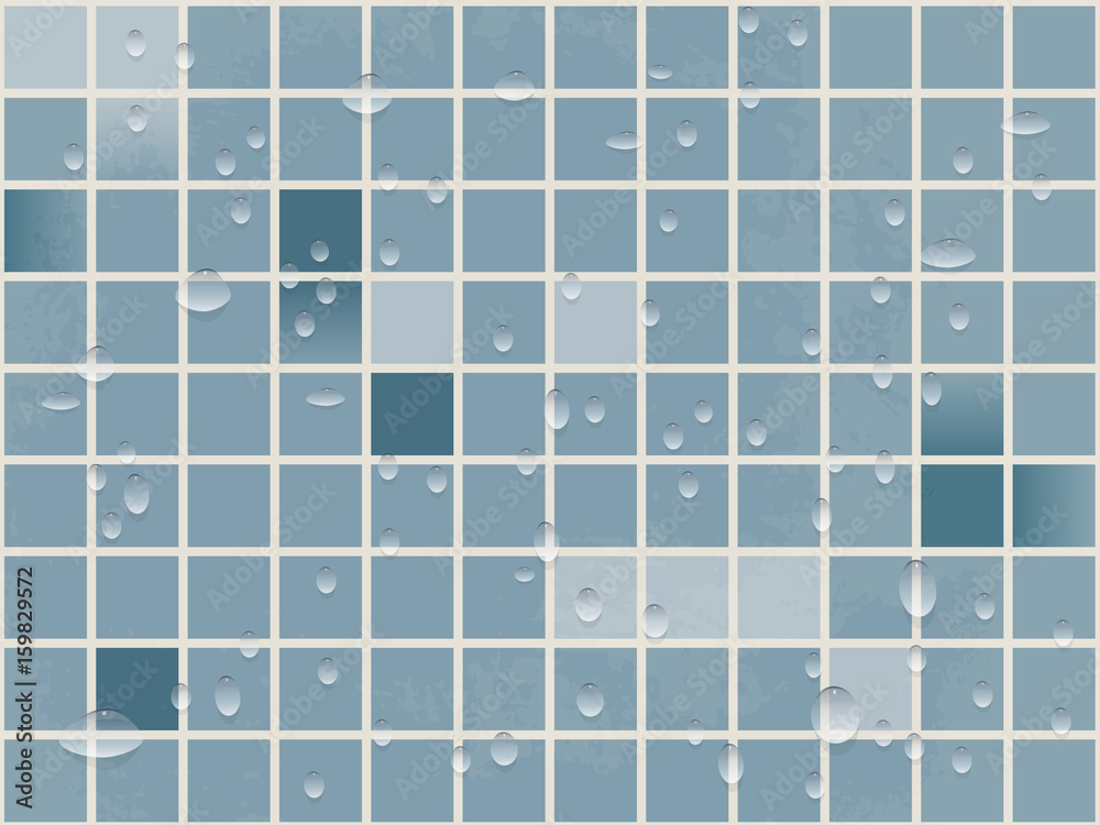 vector background image tiles of small squares in the water droplets. blue bathroom or swimming pool and sauna vector background image tiles of small squares in the water droplets. blue bathroom or swimming pool and sauna