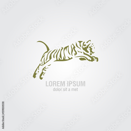 Fototapeta Naklejka Na Ścianę i Meble -  Tiger logo emblem template. Brand mascot symbol for business or shirt. Vector Vintage Design Element