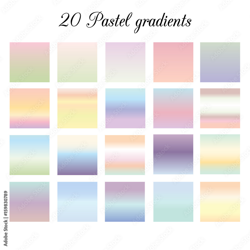 Pastel colors gradients collection. Vector set of gradients for Adobe ...