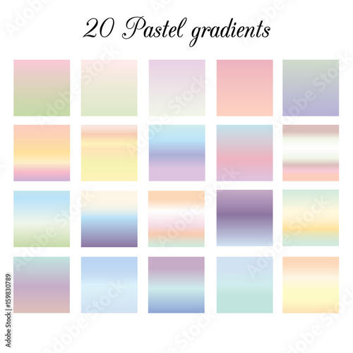 Pastel colors gradients collection. Vector set of gradients for Adobe Illustrator
