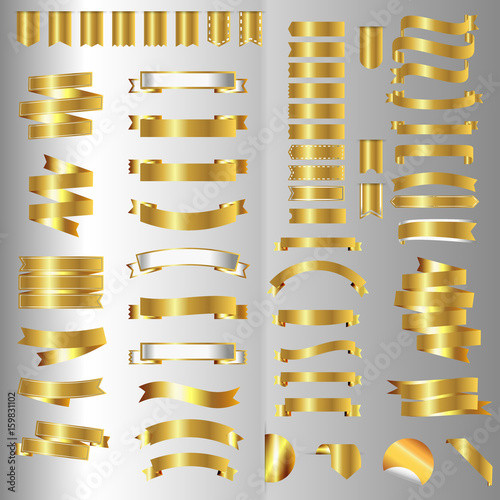 Ribbon banner set. Golden ribbons.Vector illustration